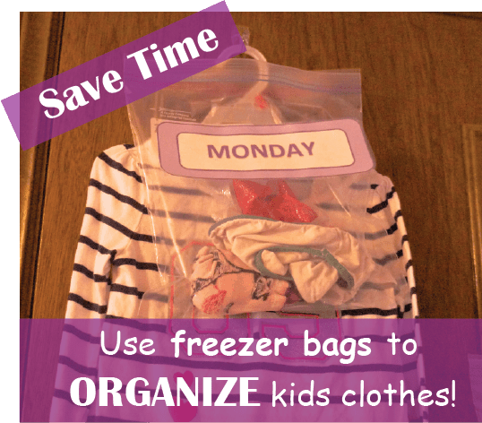 Organize Kids Clothes with Freezer Bags