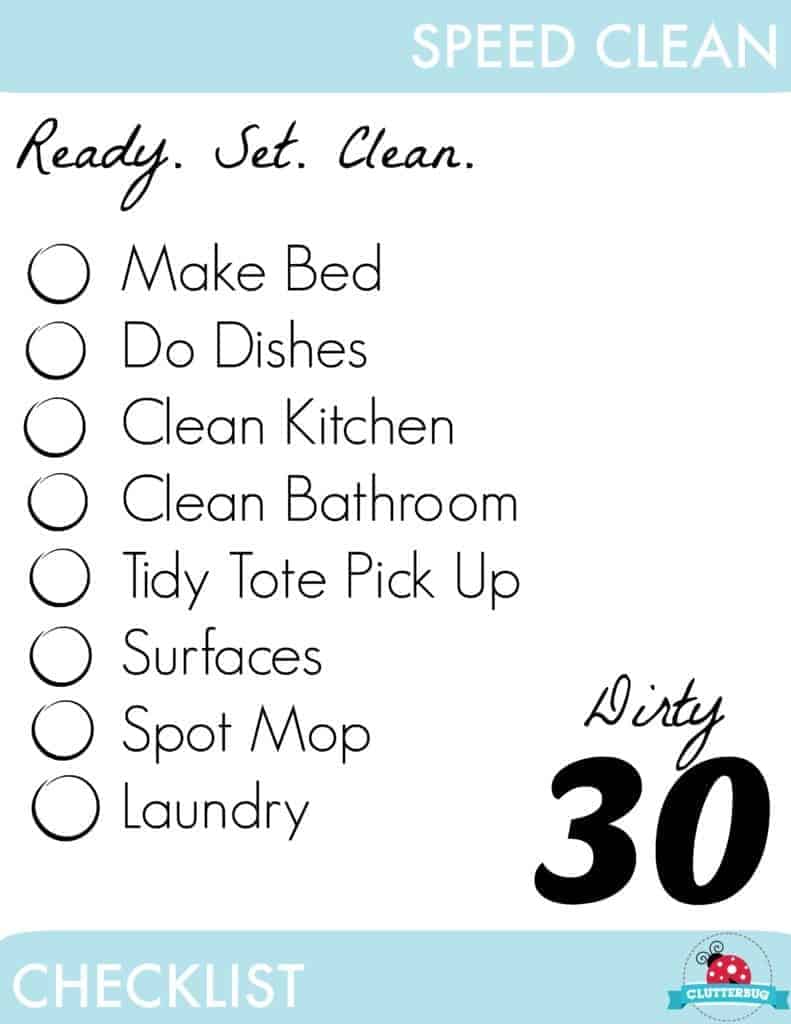 Speed Cleaning Routine Dirty Thirty Checklist