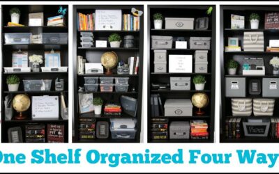 Dollar Store Organizing Ideas – One Shelf Organized Four Ways